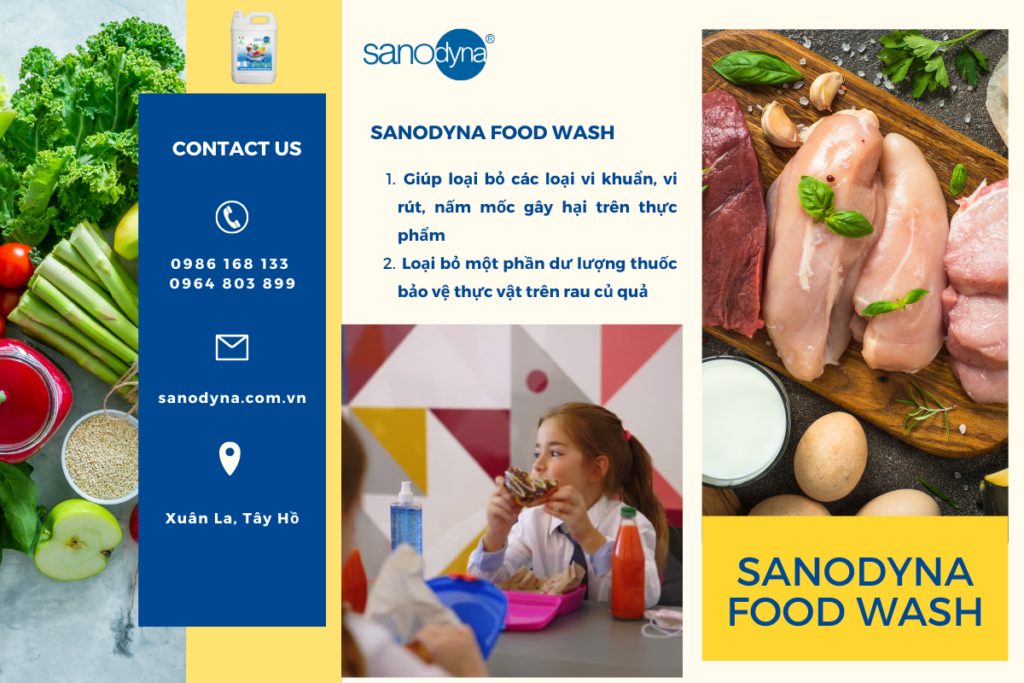 Dung dịch Sanodyna food wash đảm bảo an toàn thực phẩm trong căng tin trường học 